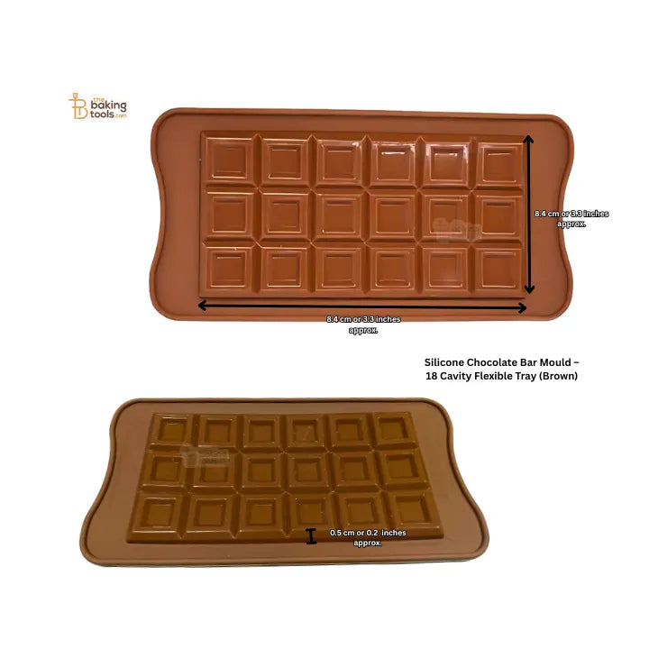 Silicone Chocolate Bar Mould – 18 Cavity Flexible Tray (Brown)
